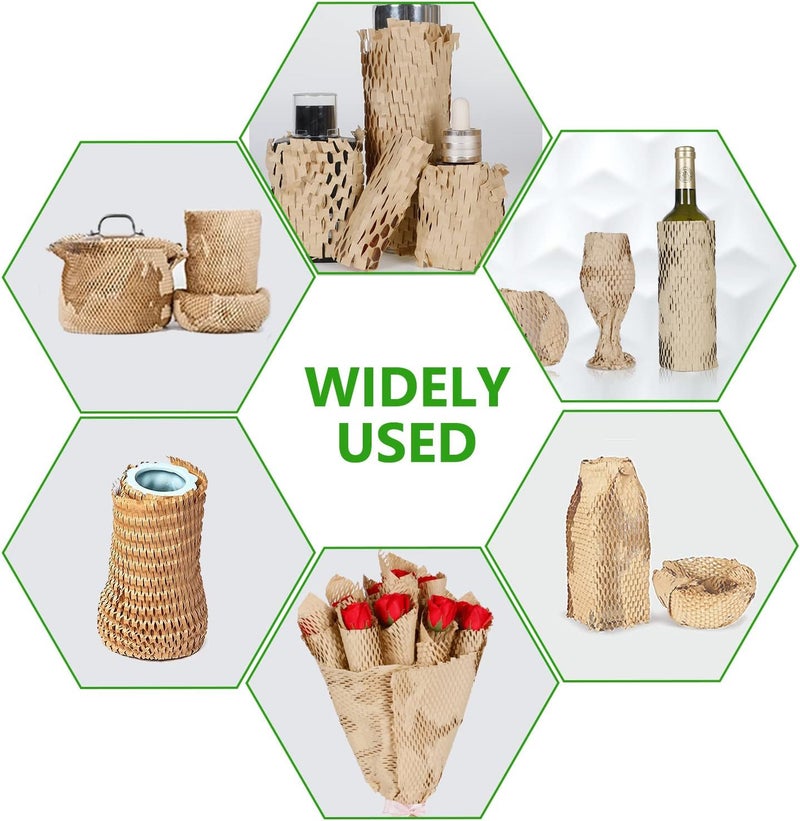 liirro Honeycomb Packing Paper Wrap 15"x400' Sustainable Alternative to Bubble Cushioning Wrap Biodegradable & Fully Recylable for Moving/Shipping/Packing Roll with 20 Fragile Stickers - Image 5